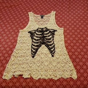 Gothic Lace Rib Cage Tank Size XL